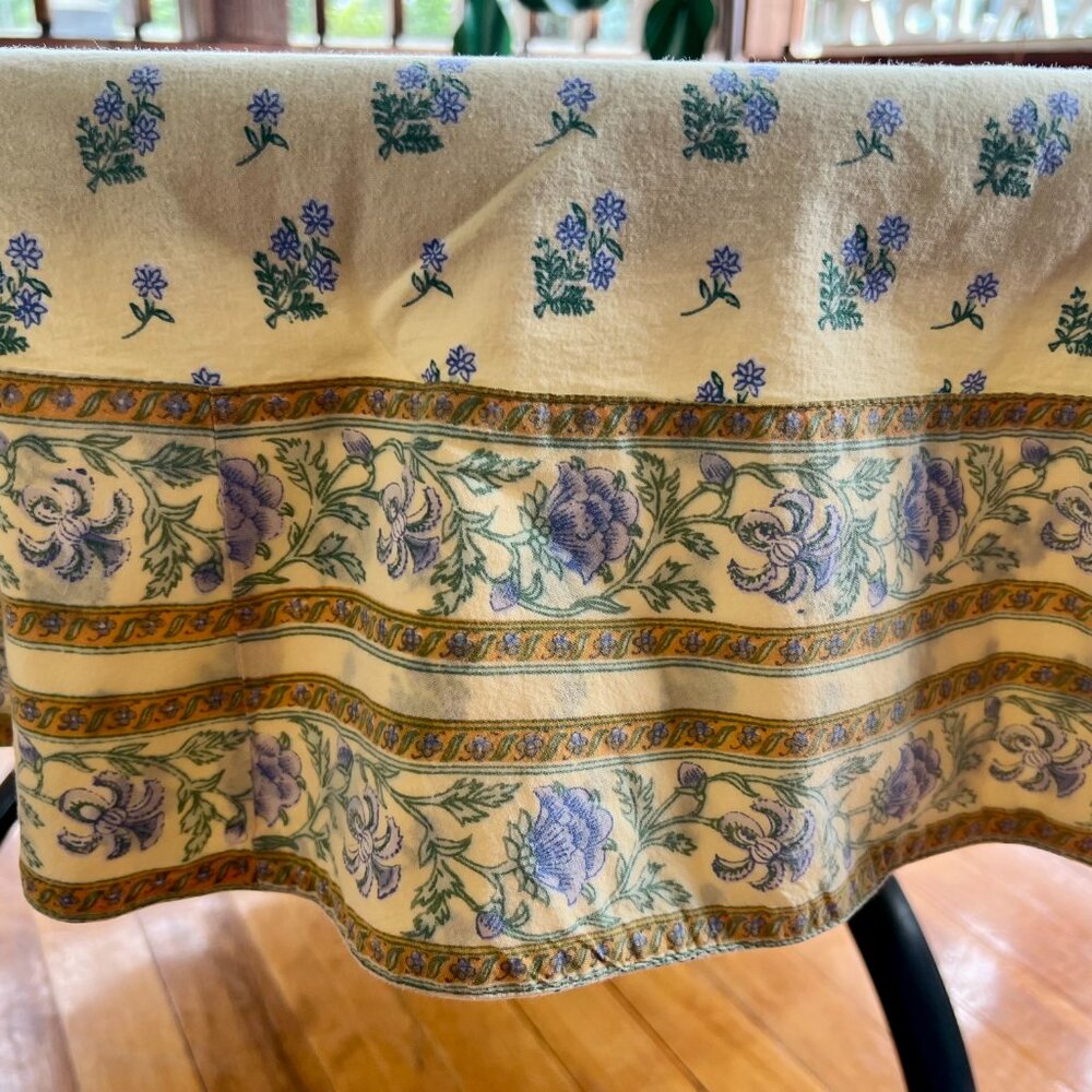 REVERSIBLE Yellow and Blue Floral Tablecloth